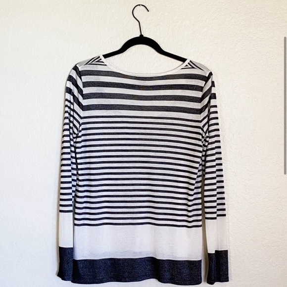 VINCE Striped Variegated Long Sleeve Top SZ S scoop neck # 343 - Picture 4 of 7